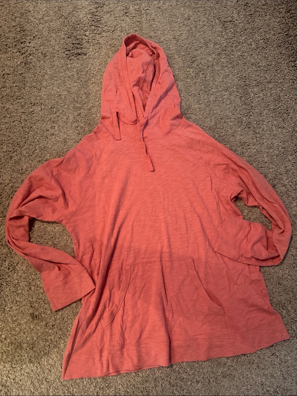 Market & Spruce Coral-Red Hooded Knit Top NWOT